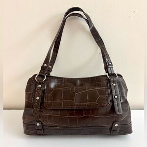 Vintage Relic Brown Croc Embossed Shoulder Bag Y2K Faux Leather Purse 2000s